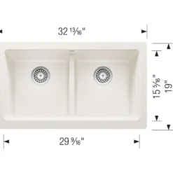 Blanco Vintera 33" Granite Composite Workstation Farmhouse Sink, Silgranit, 50/50 Double Bowl, White, 526550