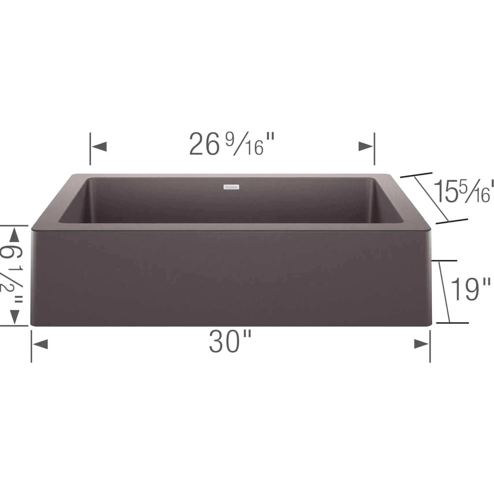 Blanco Vintera 30" Granite Composite Workstation Farmhouse Sink, Silgranit, Cinder, 526539