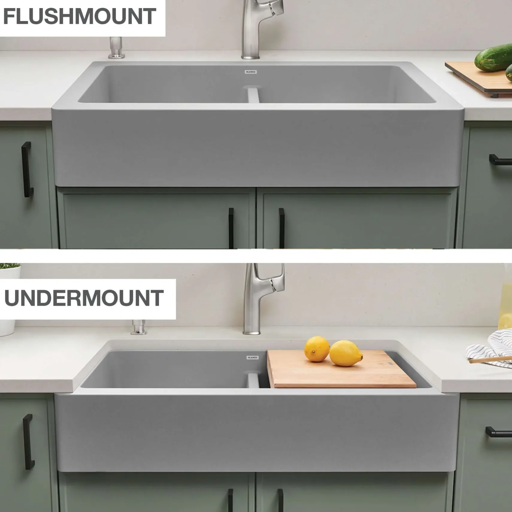 Blanco Vintera 33" Granite Composite Workstation Farmhouse Sink, Silgranit, 50/50 Double Bowl, Truffle, 526553