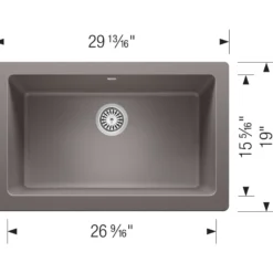 Blanco Vintera 30" Granite Composite Workstation Farmhouse Sink, Silgranit, Metallic Gray, 526540