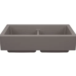 Blanco Vintera 33" Silgranit Farmhouse Sink, 50/50 Double Bowl, Volcano Gray, No Faucet Hole, 527418