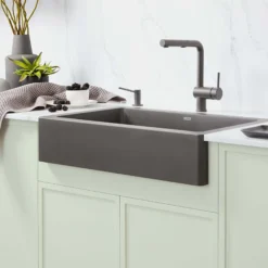 Blanco Vintera 30" Silgranit Farmhouse Sink, Volcano Gray, No Faucet Hole, 527417