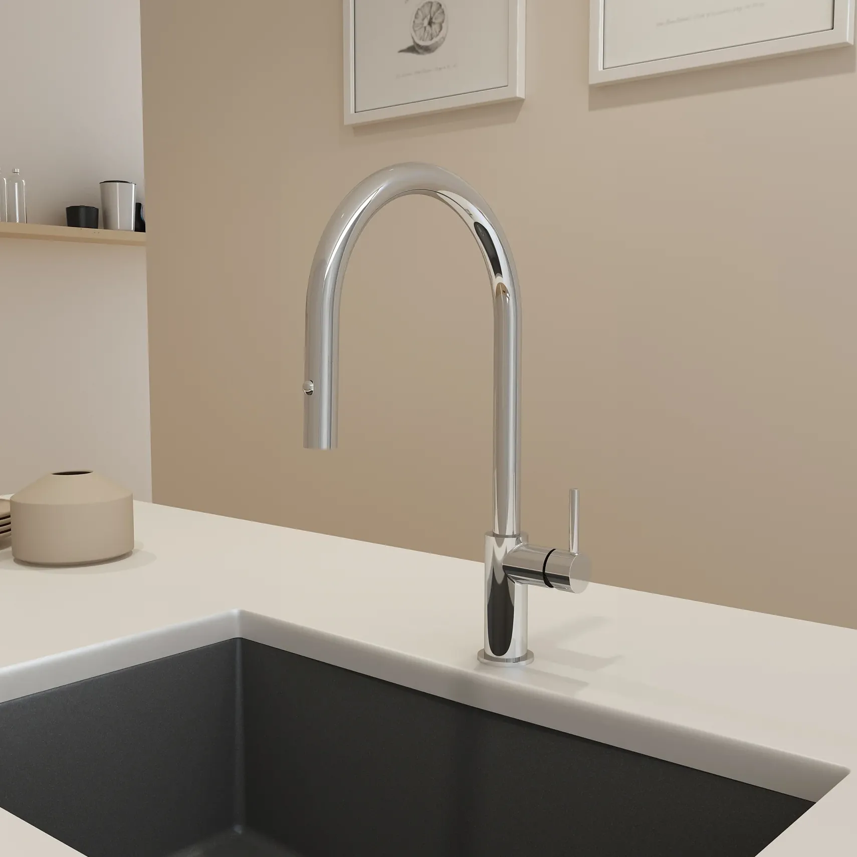 BOCCHI Baveno Duo 1.75 GPM 90 Degree Forward Brass Kitchen Faucet, Chrome, 2028 0001 CH
