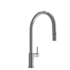 BOCCHI Baveno Duo 1.75 GPM 90 Degree Forward Brass Kitchen Faucet, Stainless Steel, 2028 0001 SS