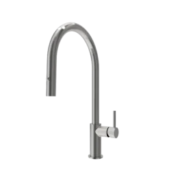 BOCCHI Baveno Duo 1.75 GPM 90 Degree Forward Brass Kitchen Faucet, Stainless Steel, 2028 0001 SS