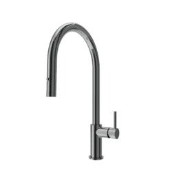 BOCCHI Baveno Duo 1.75 GPM 90 Degree Forward Brass Kitchen Faucet, Gun Metal, 2028 0001 GM