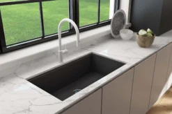 BOCCHI Baveno Lux 33" Dual Mount Granite Workstation Kitchen Sink Kit with Accessories, Matte Black, 1616-504-0126HP