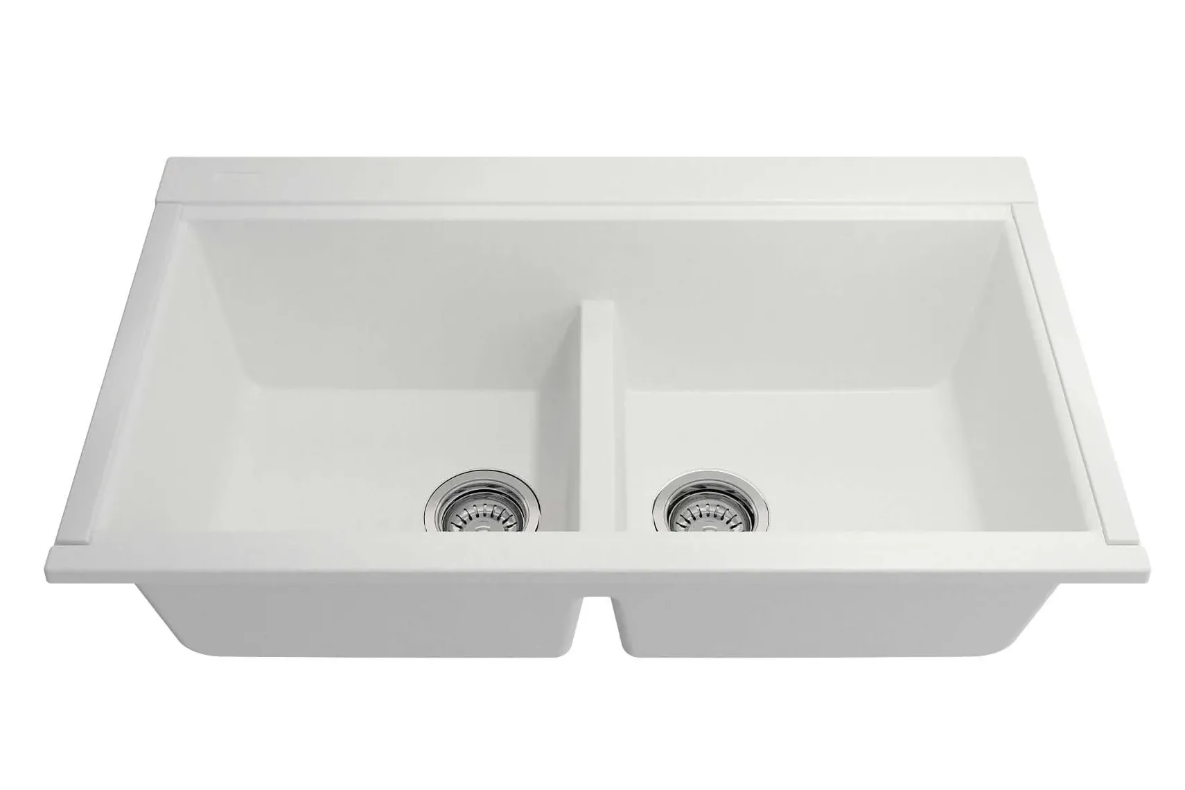 BOCCHI Baveno Lux 34" Undermount Granite Workstation Kitchen Sink Kit with Accessories, 50/50 Double Bowl, Milk White, 1618-507-0126