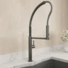BOCCHI Baveno Pro 1.75 GPM 90 Degree Forward Brass Kitchen Faucet, Professional, Goose Neck, Gun Metal, 2027 0001 GM