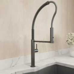 BOCCHI Baveno Pro 1.75 GPM 90 Degree Forward Brass Kitchen Faucet, Professional, Goose Neck, Gun Metal, 2027 0001 GM