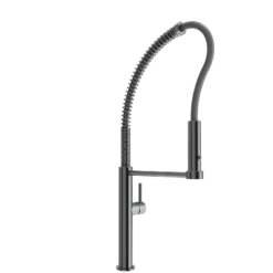 BOCCHI Baveno Pro 1.75 GPM 90 Degree Forward Brass Kitchen Faucet, Professional, Goose Neck, Gun Metal, 2027 0001 GM