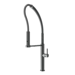 BOCCHI Baveno Pro 1.75 GPM 90 Degree Forward Brass Kitchen Faucet, Professional, Goose Neck, Gun Metal, 2027 0001 GM
