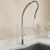BOCCHI Baveno Pro 1.75 GPM 90 Degree Forward Brass Kitchen Faucet, Professional, Goose Neck, Chrome, 2027 0001 CH