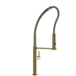 BOCCHI Baveno Pro 1.75 GPM 90 Degree Forward Brass Kitchen Faucet, Professional, Goose Neck, Brushed Gold, 2027 0001 BG