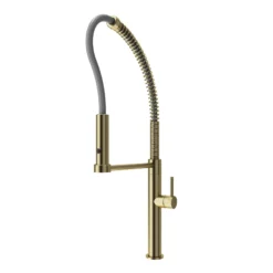 BOCCHI Baveno Pro 1.75 GPM 90 Degree Forward Brass Kitchen Faucet, Professional, Goose Neck, Brushed Gold, 2027 0001 BG