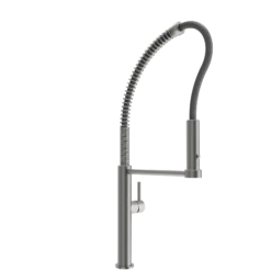 BOCCHI Baveno Pro 1.75 GPM 90 Degree Forward Brass Kitchen Faucet, Professional, Goose Neck, Stainless Steel, 2027 0001 SS