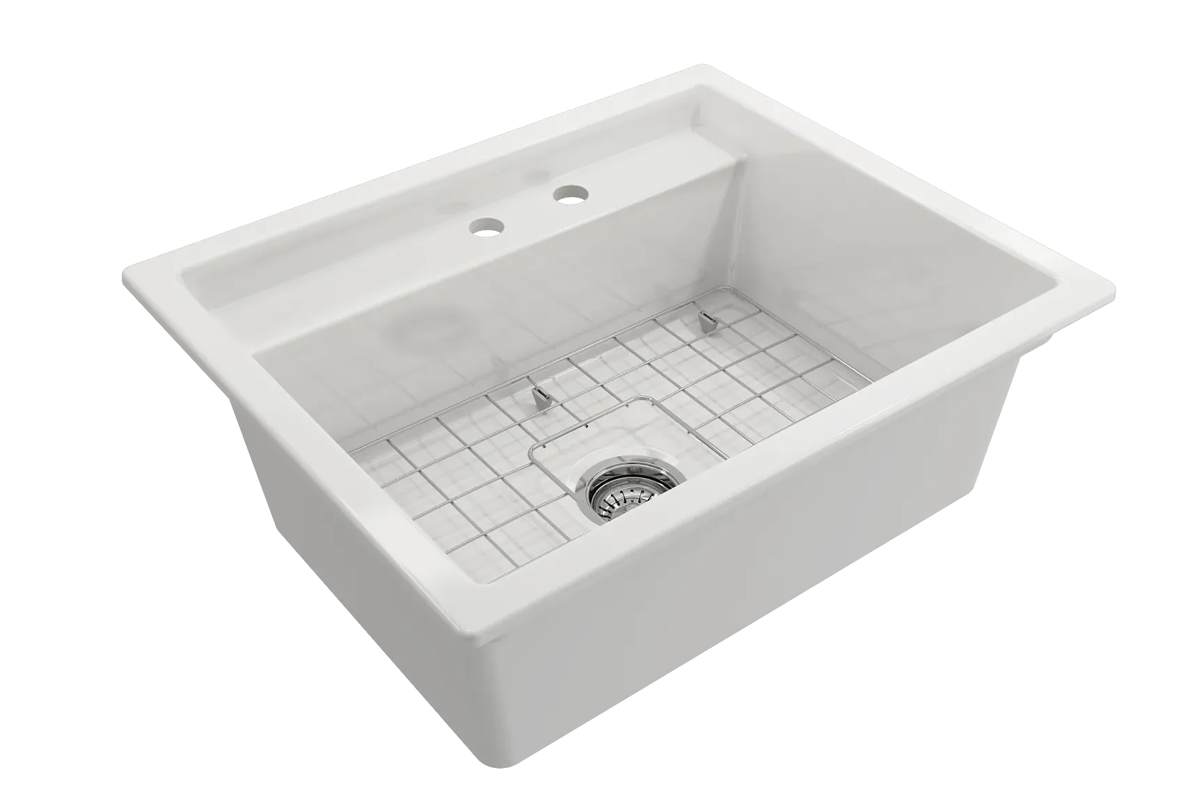 BOCCHI Baveno Uno 27" Dual Mount Fireclay Workstation Kitchen Sink Kit with Accessories, White, 1633-001-0132