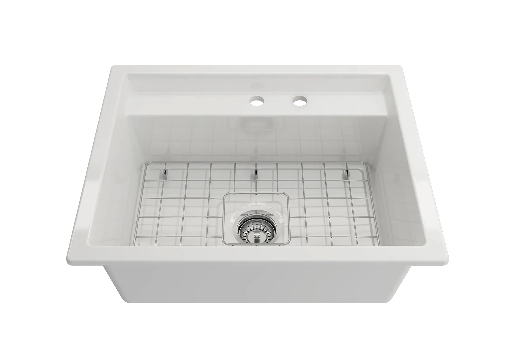 BOCCHI Baveno Uno 27" Dual Mount Fireclay Workstation Kitchen Sink Kit with Accessories, White, 1633-001-0132