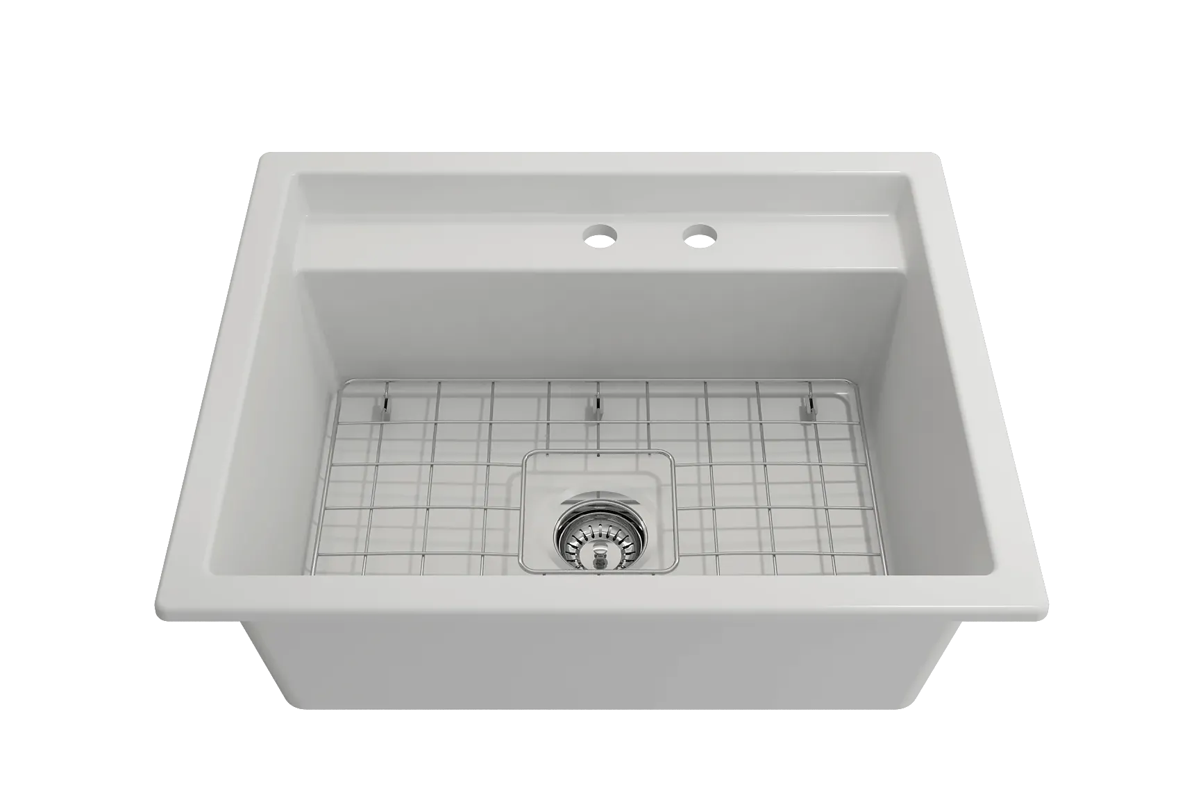 BOCCHI Baveno Uno 27" Dual Mount Fireclay Workstation Kitchen Sink Kit with Accessories, Matte White, 1633-002-0132