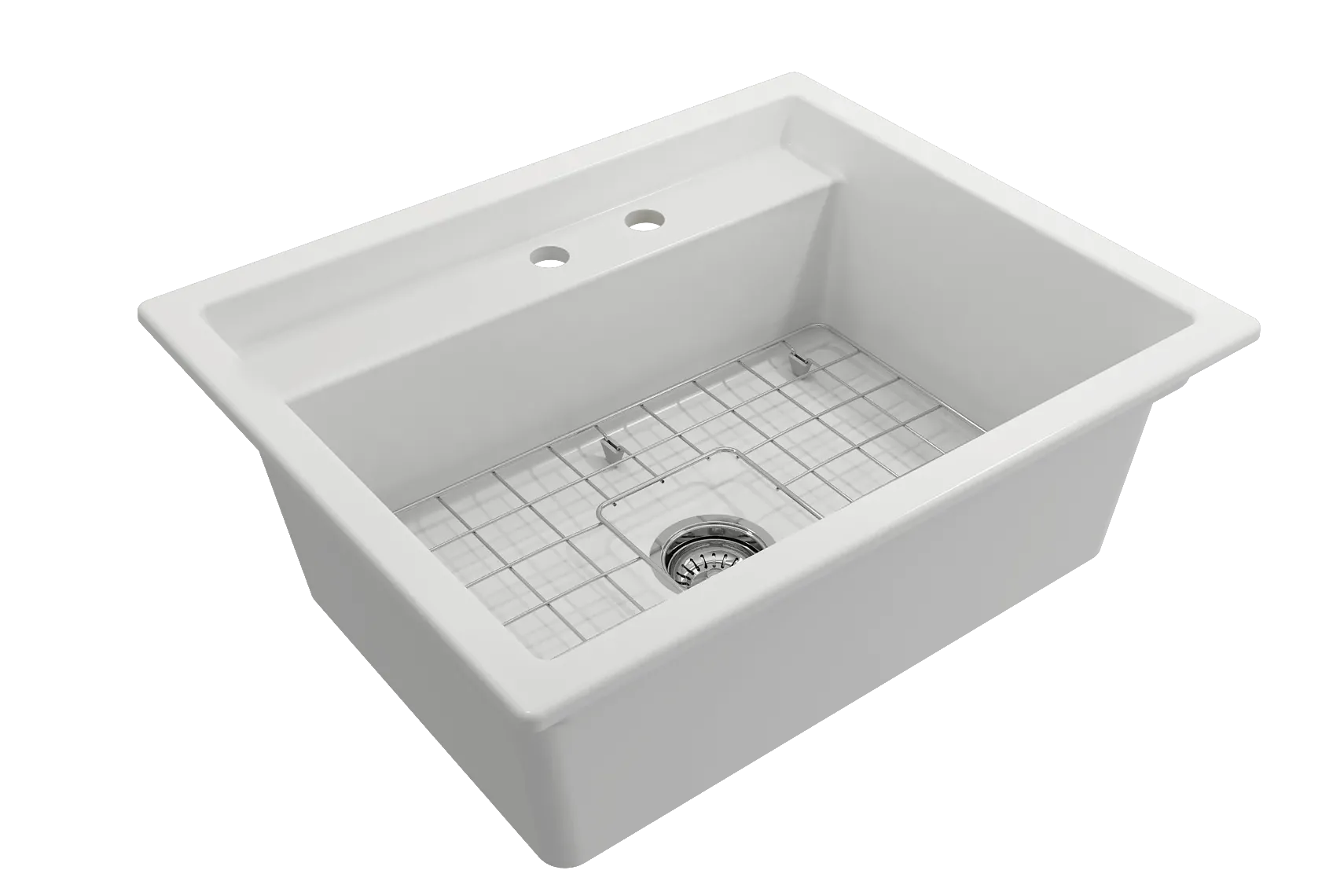 BOCCHI Baveno Uno 27" Dual Mount Fireclay Workstation Kitchen Sink Kit with Accessories, Matte White, 1633-002-0132