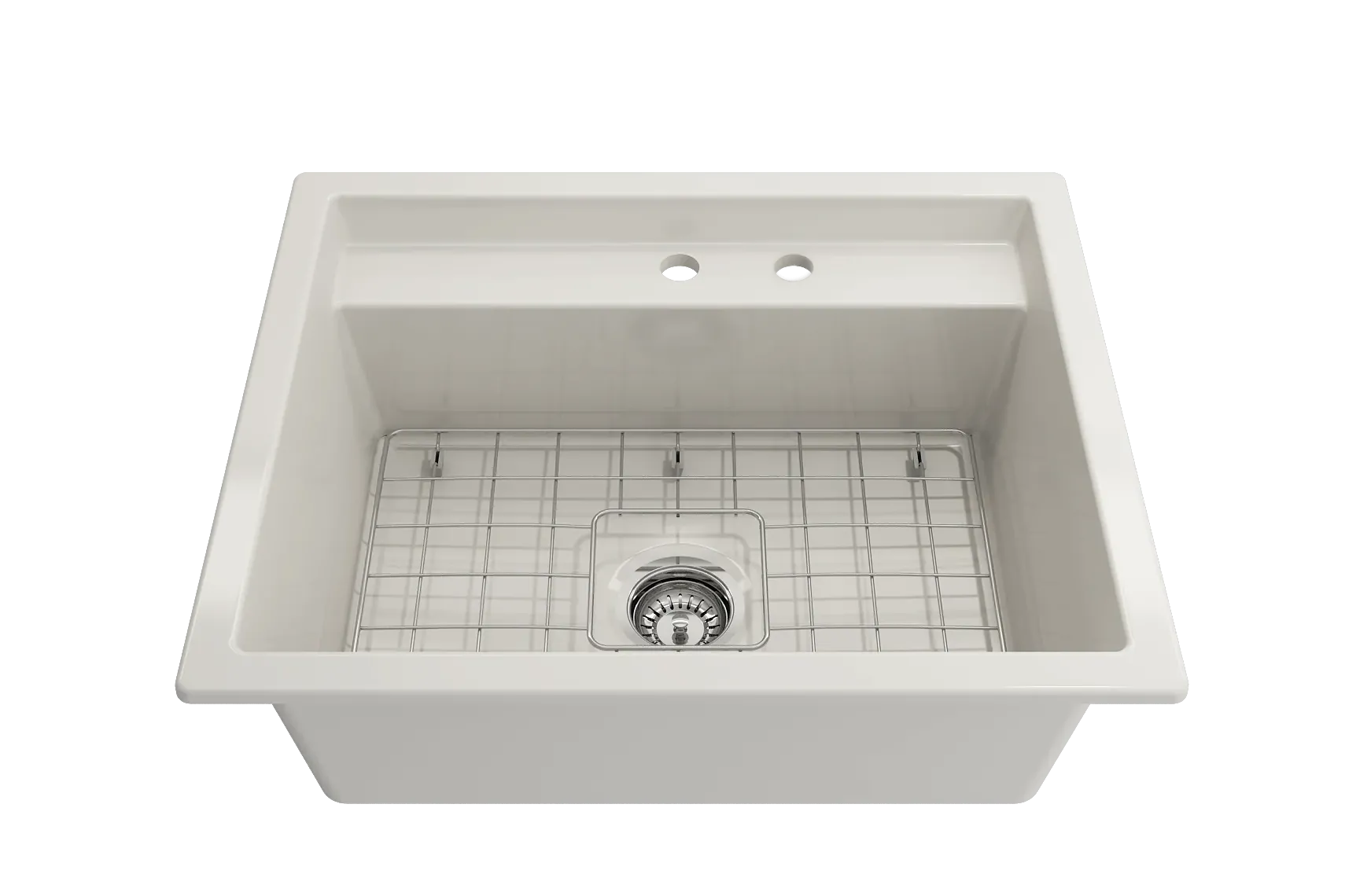 BOCCHI Baveno Uno 27" Dual Mount Fireclay Workstation Kitchen Sink Kit with Accessories, Biscuit, 1633-014-0132