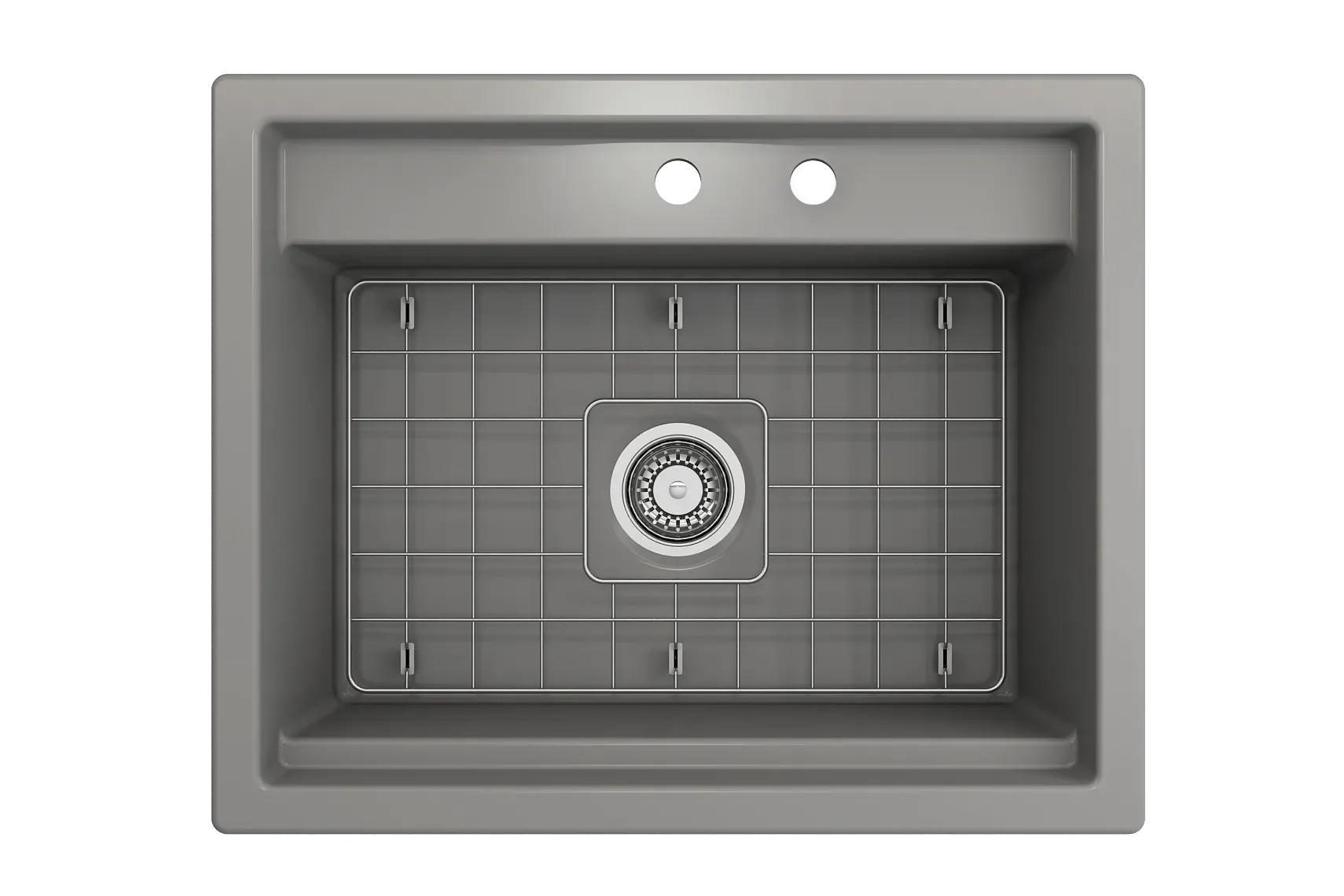 BOCCHI Baveno Uno 27" Dual Mount Fireclay Workstation Kitchen Sink Kit with Accessories, Matte Gray, 1633-006-0132