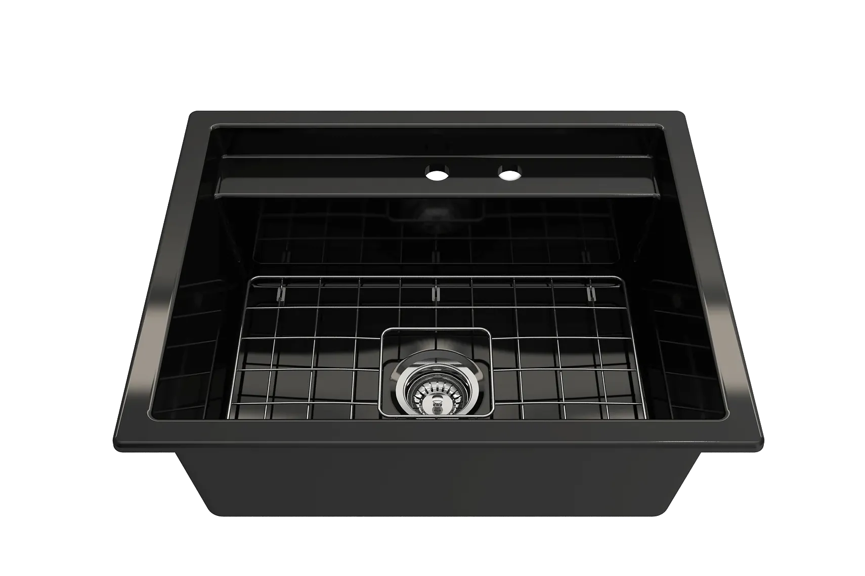 BOCCHI Baveno Uno 27" Dual Mount Fireclay Workstation Kitchen Sink Kit with Accessories, Black, 1633-005-0132
