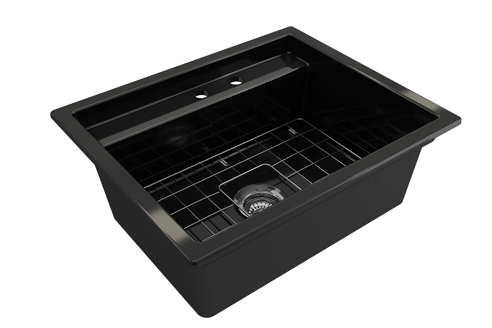 BOCCHI Baveno Uno 27" Dual Mount Fireclay Workstation Kitchen Sink Kit with Accessories, Black, 1633-005-0132