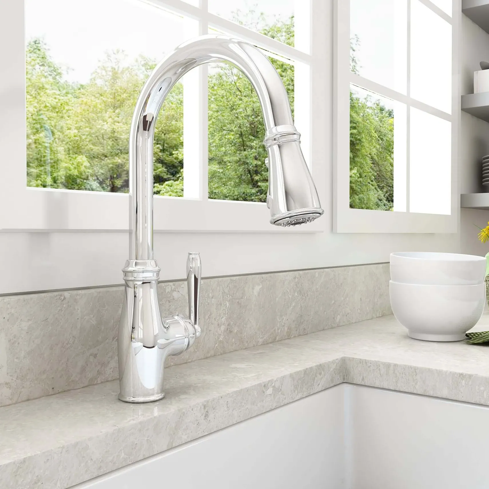 BOCCHI Belsena 1.75 GPM Brass Kitchen Faucet, Traditional, Chrome, 2023 0001 CH