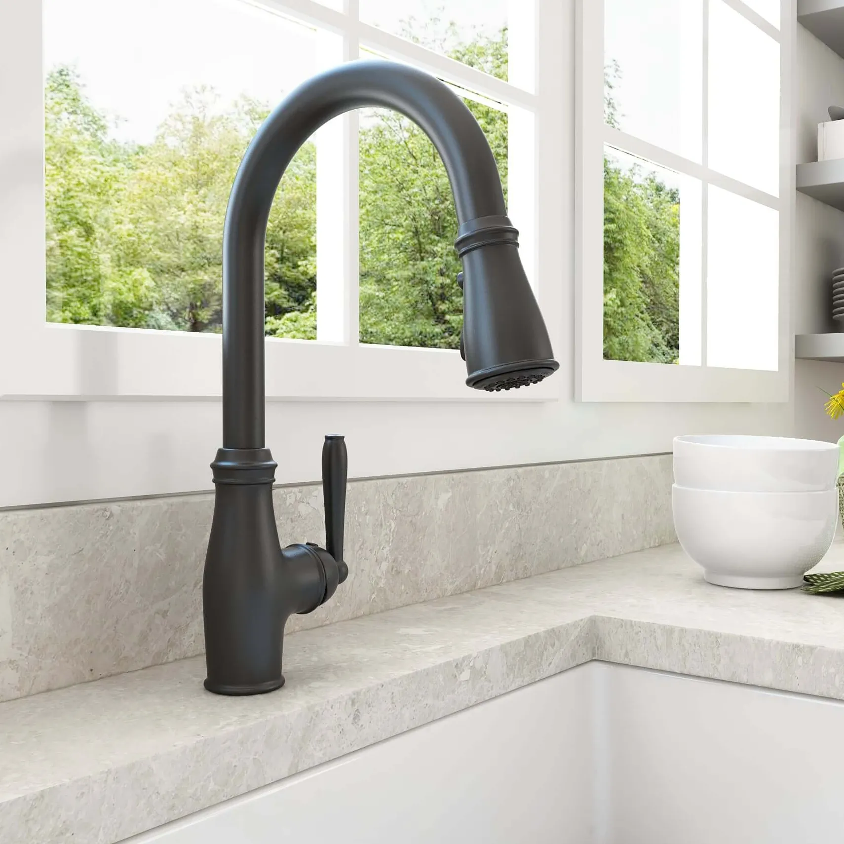 BOCCHI Belsena 1.75 GPM Brass Kitchen Faucet, Traditional, Matte Black, 2023 0001 MB