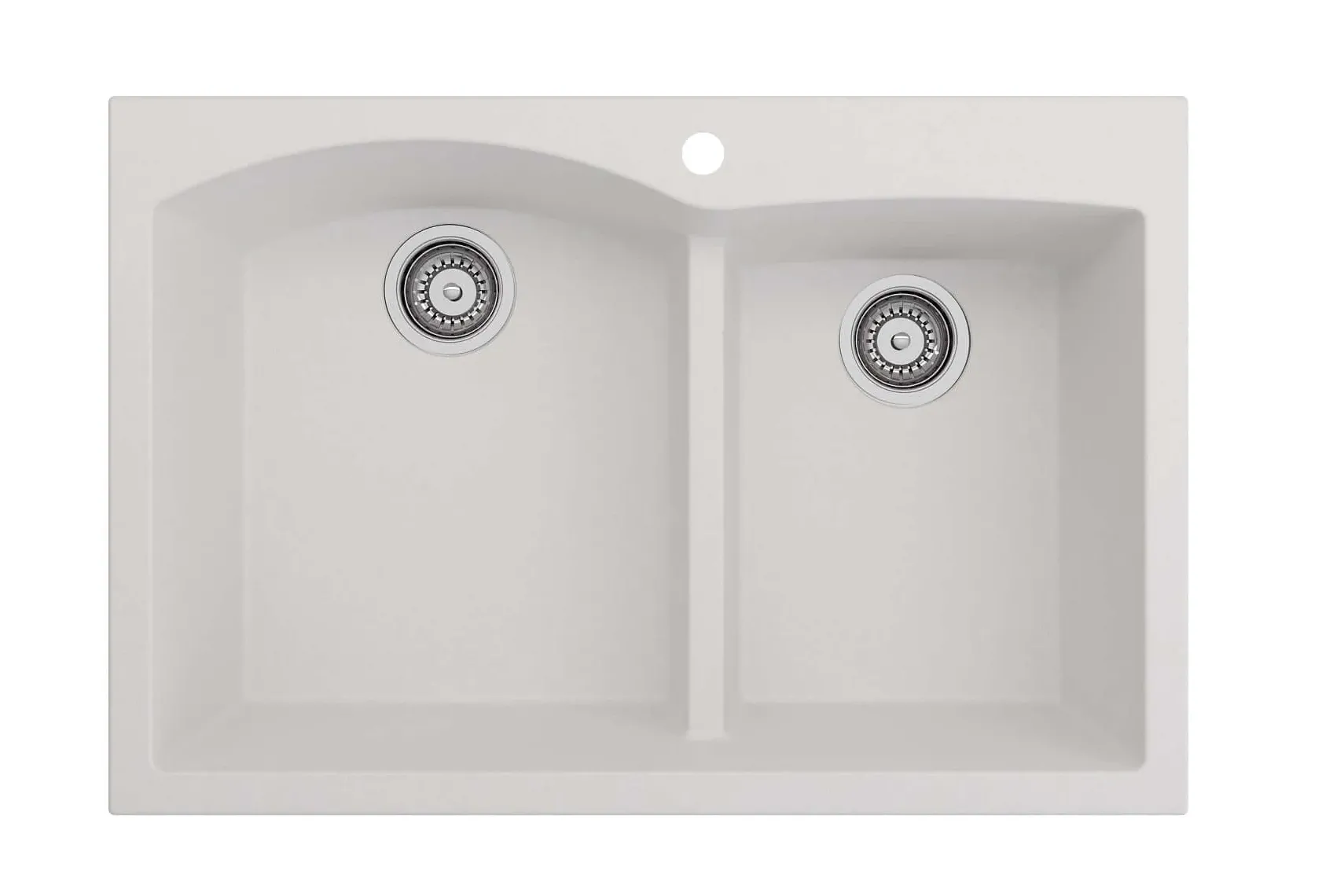 BOCCHI Campino Duo 33" Dual Mount Granite Kitchen Sink Kit with Accessories, 60/40 Double Bowl, Milk White, 1602-507-0126