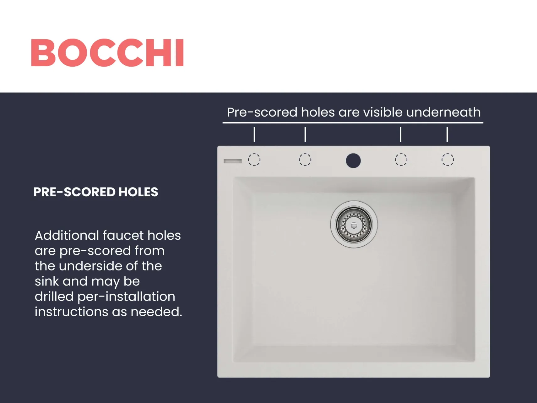 BOCCHI Campino Uno 24" Dual Mount Granite Kitchen Sink Kit with Accessories, Milk White, 1606-507-0126