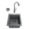 BOCCHI Campino Uno 16" Rectangle Granite Bar/Prep Sink Kit with Faucet and Accessories, Concrete Gray (sink) / Chrome (faucet) , 1608-506-2024CH