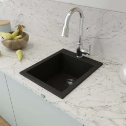 BOCCHI Campino Uno 16" Rectangle Composite Granite Bar/Prep Sink, Matte Black, 1608-504-0126
