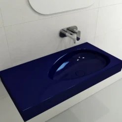 BOCCHI Etna 36" Palette Shaped Wallmount Fireclay Bathroom Sink, Sapphire Blue, 1115-010-0125