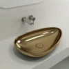 BOCCHI Etna 23" Palette Shaped Vessel Fireclay Bathroom Sink, Matte Gold, 1114-403-0125