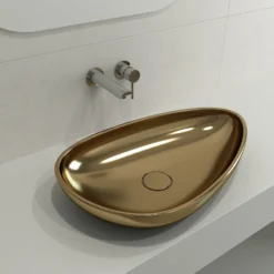 BOCCHI Etna 23" Palette Shaped Vessel Fireclay Bathroom Sink, Matte Gold, 1114-403-0125