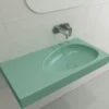 BOCCHI Etna 36" Palette Shaped Wallmount Fireclay Bathroom Sink, Matte Mint Green, 1115-033-0125