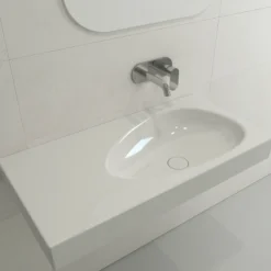 BOCCHI Etna 36" Palette Shaped Wallmount Fireclay Bathroom Sink, White, 1115-001-0125