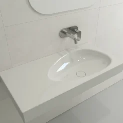 BOCCHI Etna 36" Palette Shaped Wallmount Fireclay Bathroom Sink, White, 1115-001-0125