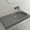 BOCCHI Etna 36" Palette Shaped Wallmount Fireclay Bathroom Sink, Matte Gray, 1115-006-0125