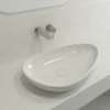 BOCCHI Etna 23" Palette Shaped Vessel Fireclay Bathroom Sink, White, 1114-001-0125
