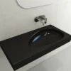 BOCCHI Etna 36" Palette Shaped Wallmount Fireclay Bathroom Sink, Matte Black, 1115-004-0125