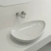 BOCCHI Etna 23" Palette Shaped Vessel Fireclay Bathroom Sink, Matte White, 1114-002-0125