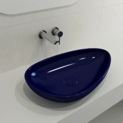 BOCCHI Etna 23" Palette Shaped Vessel Fireclay Bathroom Sink, Sapphire Blue, 1114-010-0125