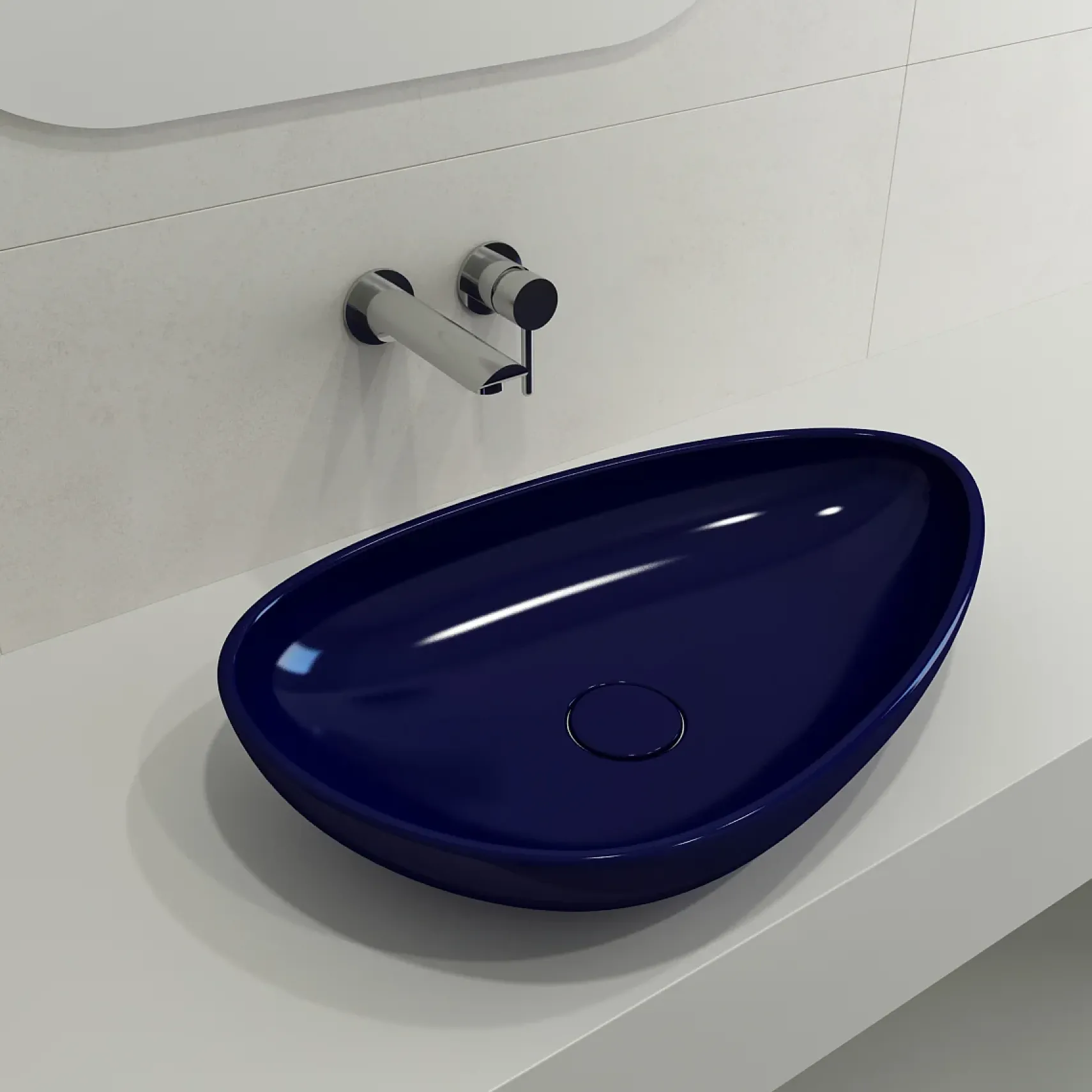 BOCCHI Etna 23" Palette Shaped Vessel Fireclay Bathroom Sink, Sapphire Blue, 1114-010-0125