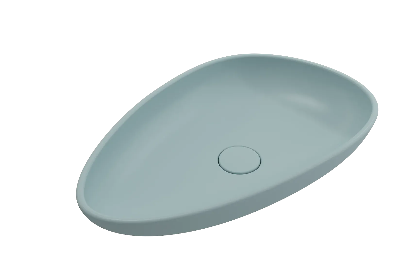 BOCCHI Etna 23" Palette Shaped Vessel Fireclay Bathroom Sink, Matte Ice Blue, 1114-029-0125
