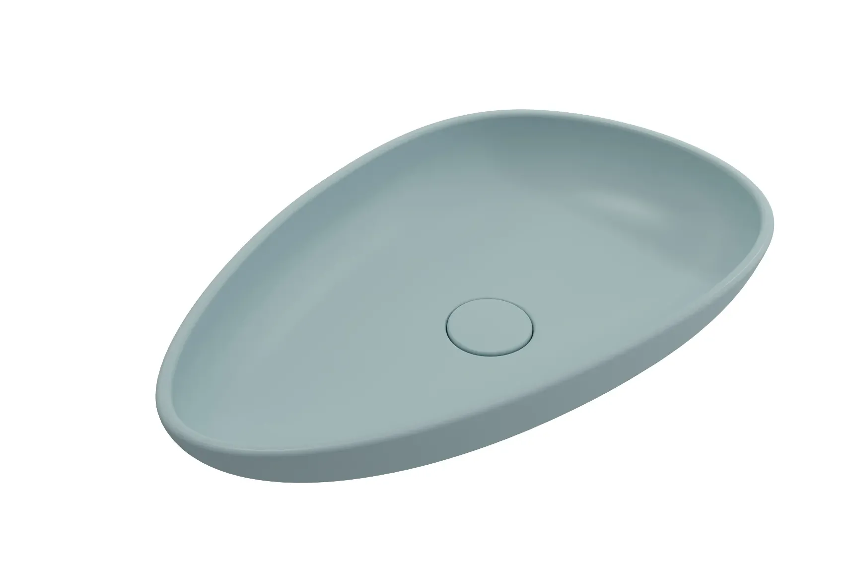 BOCCHI Etna 23" Palette Shaped Vessel Fireclay Bathroom Sink, Matte Ice Blue, 1114-029-0125