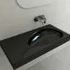 BOCCHI Etna 36" Palette Shaped Wallmount Fireclay Bathroom Sink, Black, 1115-005-0125