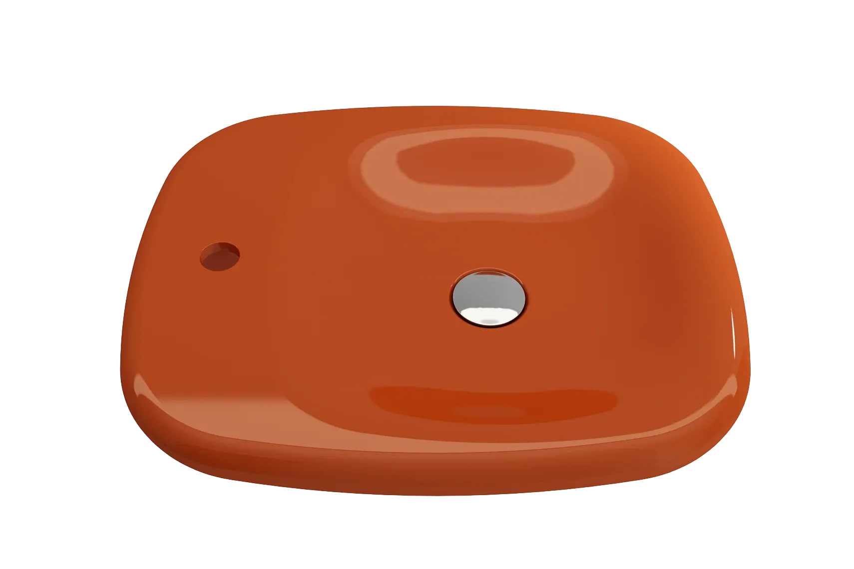 BOCCHI Fenice 22" Rectangle Vessel Fireclay Bathroom Sink, Orange, Single Faucet Hole, 1489-012-0126